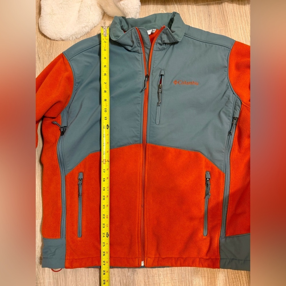Columbia Men’s Full Zip Fleece Jacket XL Orange & Green Outdoor Hiking - Picture 12 of 14